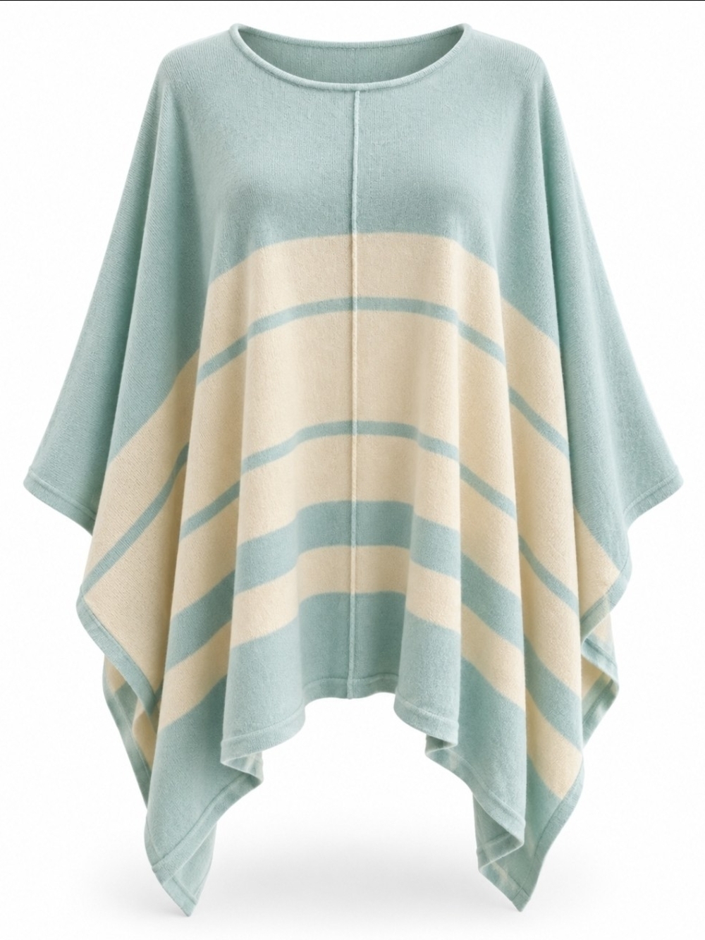 Vineyard Vines Aqua and Cream Striped Cashmerw Poncho Sweater